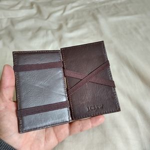 J Crew Magic wallet in espresso leathee